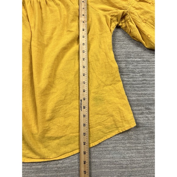 Lane Bryant Top Womens 22/24 Yellow Off Shouder Embroidered 100% Cotton - Picture 5 of 13